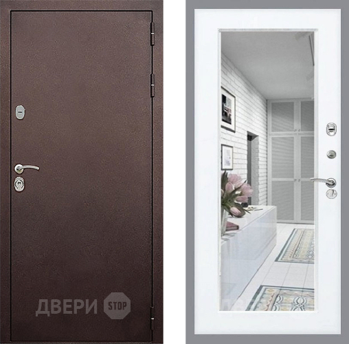 Дверь Стоп КЛАССИК Медь Зеркало Силк Сноу